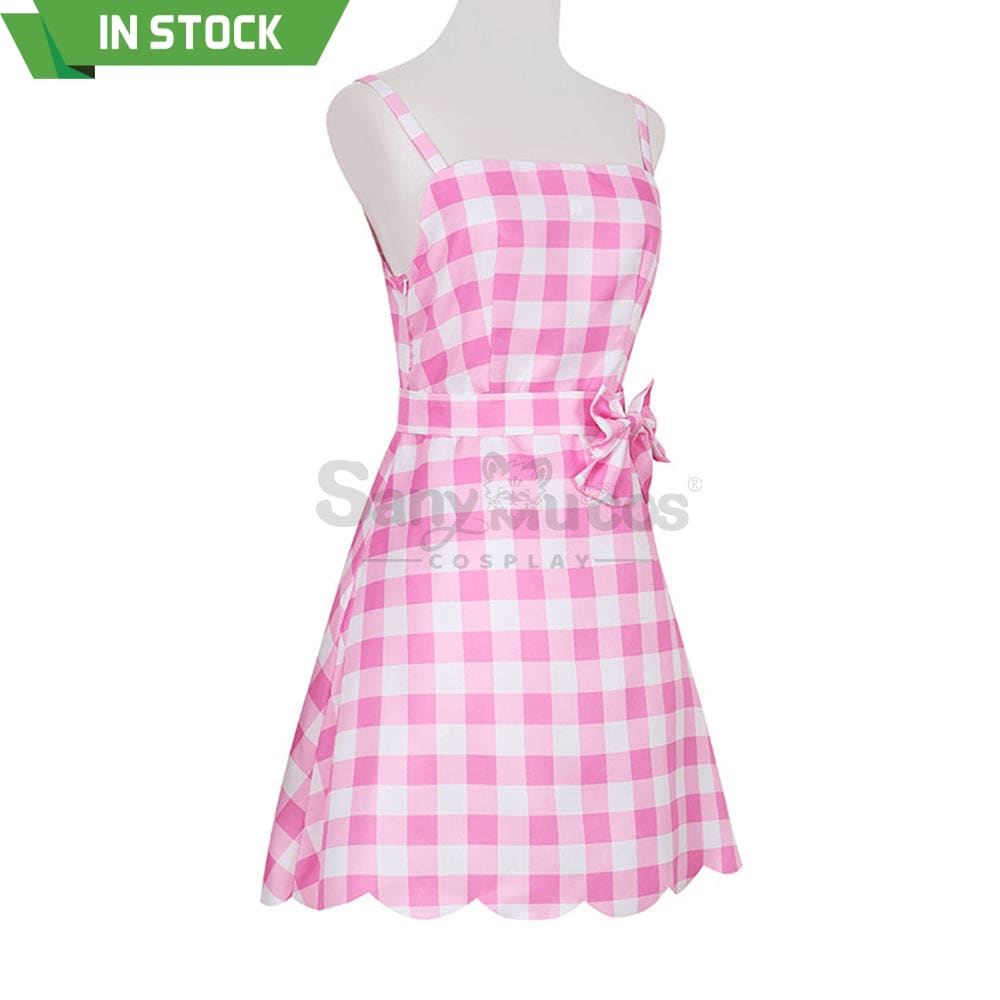 【In Stock】Movie Barbie Cosplay Light Pink Plaid Dress Costume Costumes