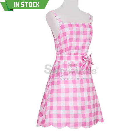 【In Stock】Movie Barbie Cosplay Light Pink Plaid Dress Costume Costumes