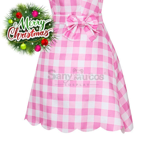 【In Stock】Movie Barbie Cosplay Light Pink Plaid Dress Costume Costumes