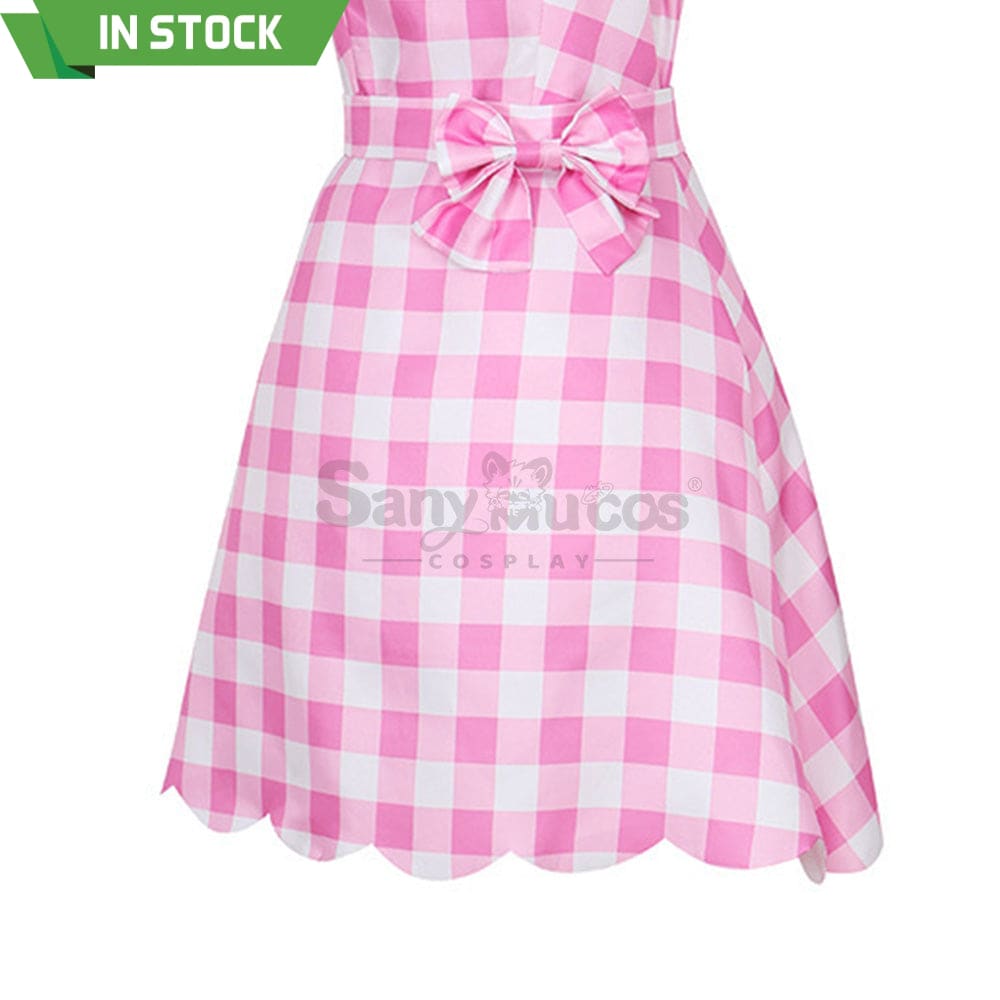 【In Stock】Movie Barbie Cosplay Light Pink Plaid Dress Costume Costumes