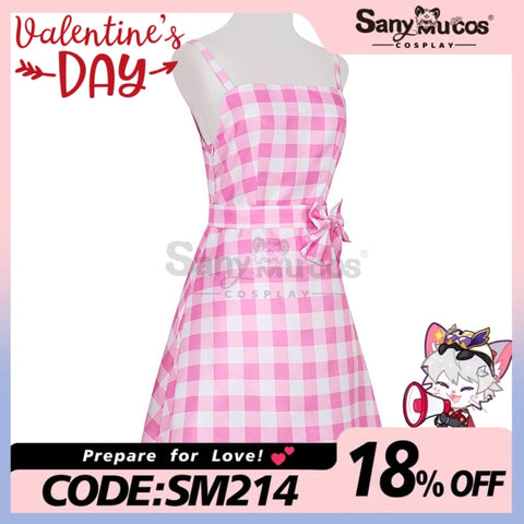 【In Stock】Movie Barbie Cosplay Light Pink Plaid Dress Costume Costumes