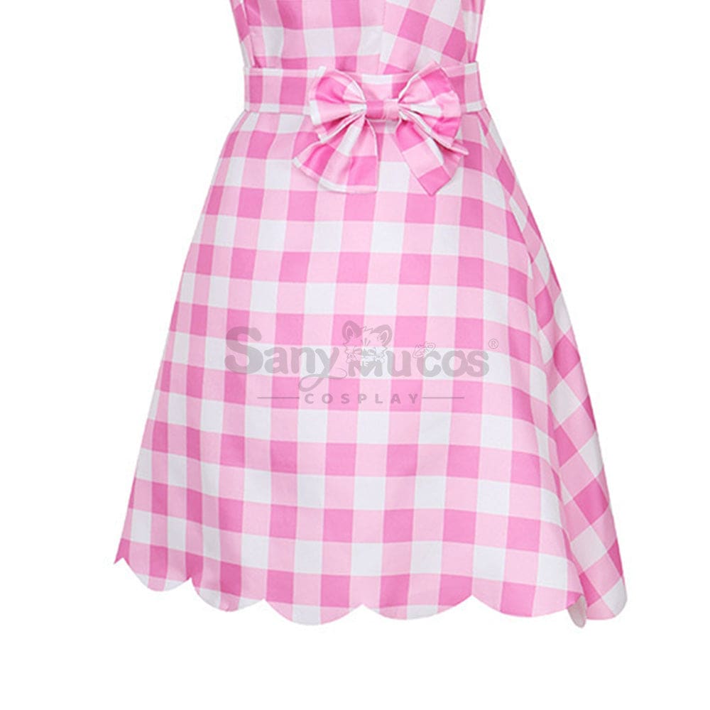 【In Stock】Movie Barbie Cosplay Light Pink Plaid Dress Costume Costumes