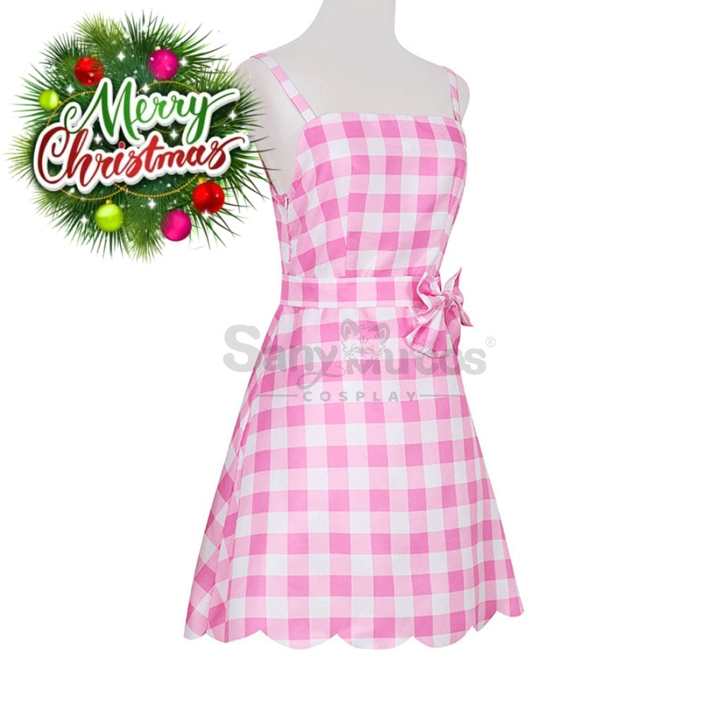 【In Stock】Movie Barbie Cosplay Light Pink Plaid Dress Costume Costumes