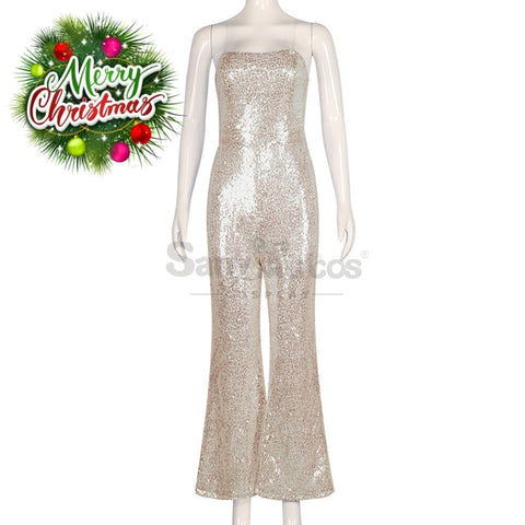 【In Stock】Movie Barbie Cosplay Sequin Jumpsuit Costume Costumes