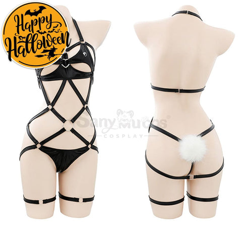 【In Stock】Sexy Cosplay Bundled Patent Leather Underwear Three-Point Lingerie Costume Costumes