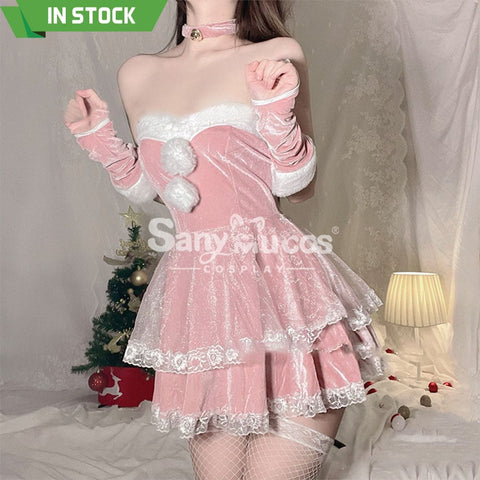 【In Stock】Sexy Cosplay Christmas Dress Costume Pink / M Costumes