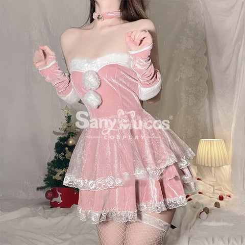 【In Stock】Sexy Cosplay Christmas Dress Costume Pink / M Costumes