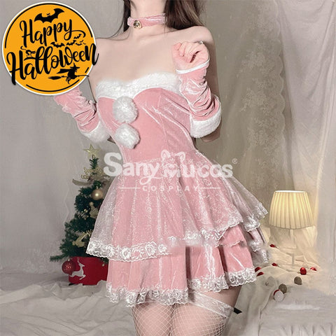 【In Stock】Sexy Cosplay Christmas Dress Costume Pink / M Costumes