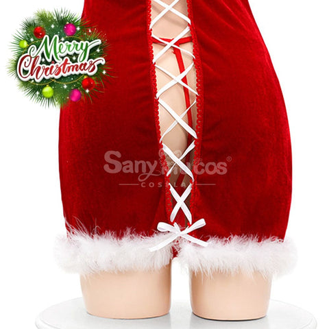 【In Stock】Sexy Cosplay Christmas Furry Slit Back Strap Velvet Underwear Costume Costumes