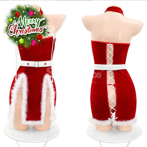 【In Stock】Sexy Cosplay Christmas Furry Slit Back Strap Velvet Underwear Costume Costumes