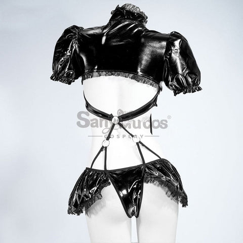 【In Stock】Sexy Cosplay Glossy Patent Leather Lingerie Costume Costumes