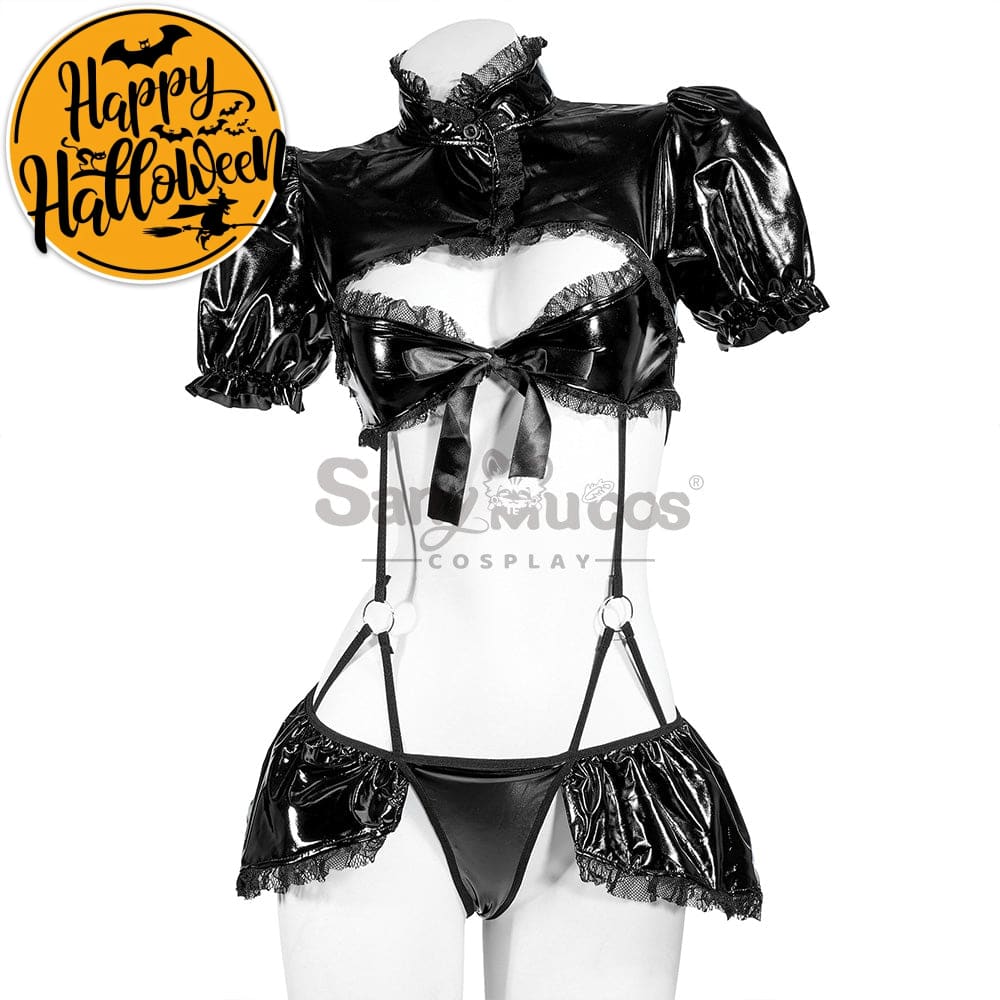 【In Stock】Sexy Cosplay Glossy Patent Leather Lingerie Costume Costumes