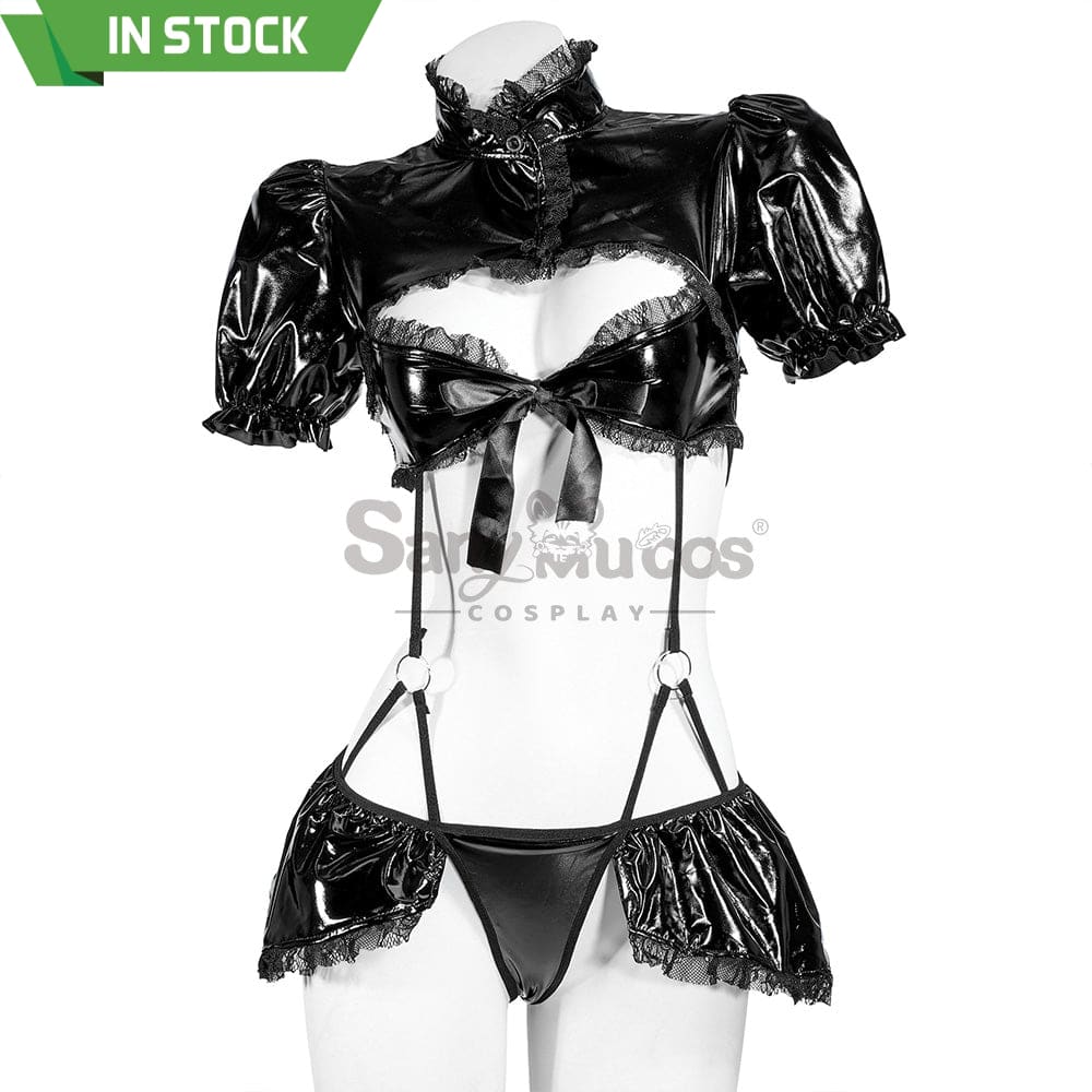 【In Stock】Sexy Cosplay Glossy Patent Leather Lingerie Costume Costumes