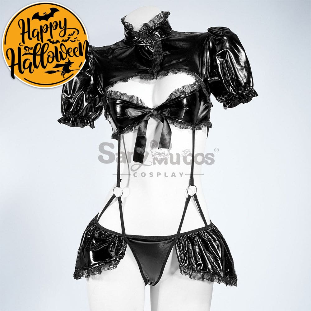 【In Stock】Sexy Cosplay Glossy Patent Leather Lingerie Costume Costumes