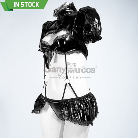 【In Stock】Sexy Cosplay Glossy Patent Leather Lingerie Costume Costumes