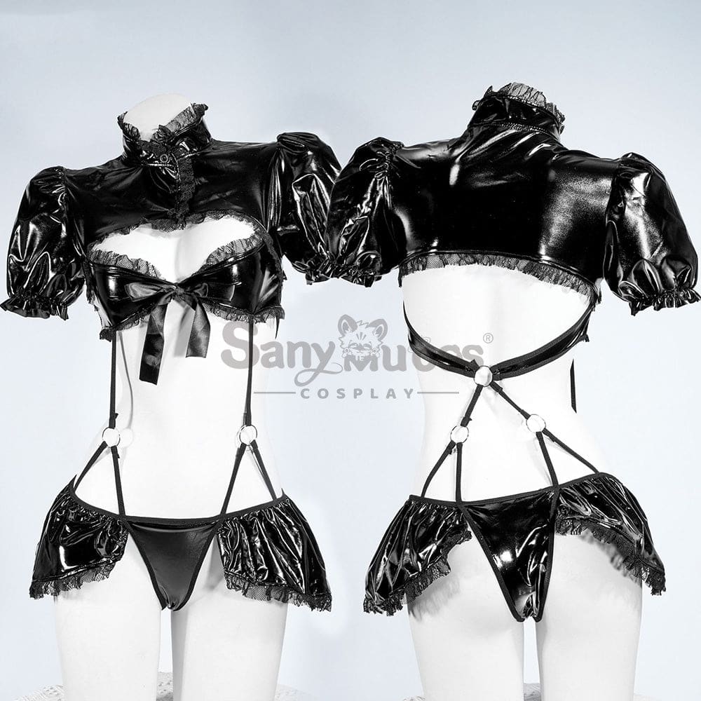 【In Stock】Sexy Cosplay Glossy Patent Leather Lingerie Costume Costumes