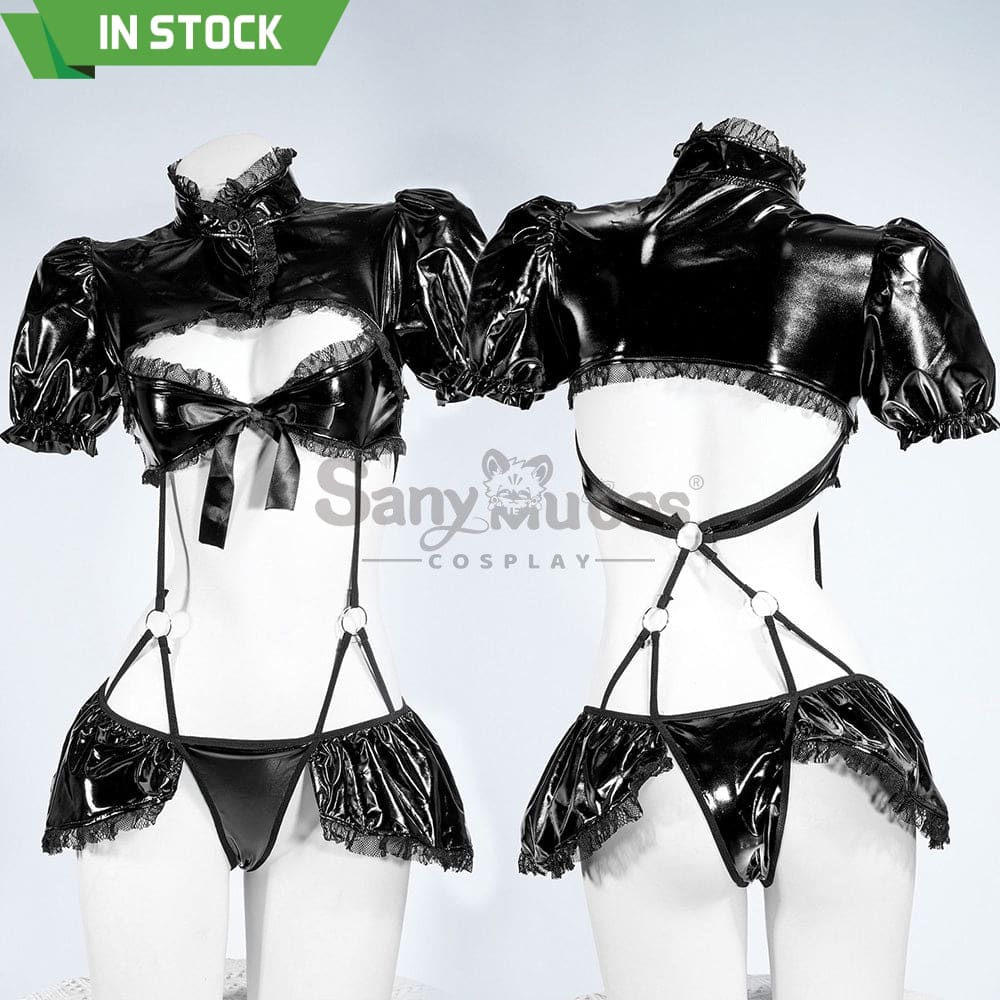 【In Stock】Sexy Cosplay Glossy Patent Leather Lingerie Costume Costumes