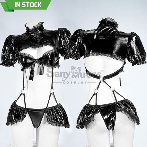 【In Stock】Sexy Cosplay Glossy Patent Leather Lingerie Costume Costumes