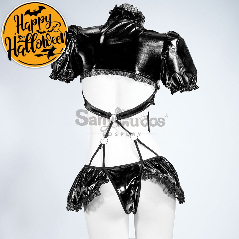 【In Stock】Sexy Cosplay Glossy Patent Leather Lingerie Costume Costumes