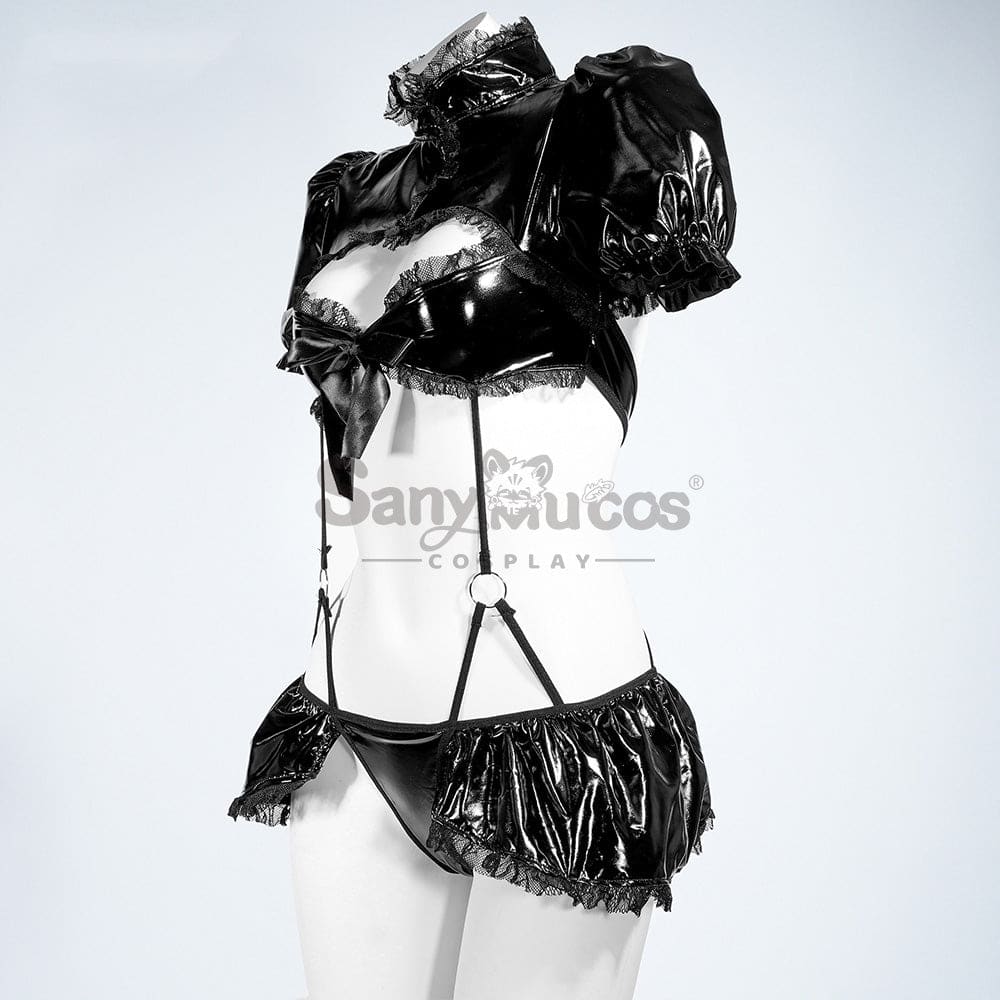 【In Stock】Sexy Cosplay Glossy Patent Leather Lingerie Costume Costumes