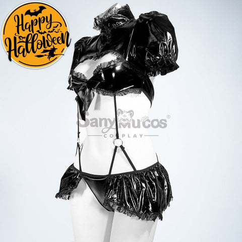 【In Stock】Sexy Cosplay Glossy Patent Leather Lingerie Costume Costumes