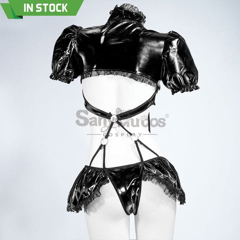 【In Stock】Sexy Cosplay Glossy Patent Leather Lingerie Costume Costumes