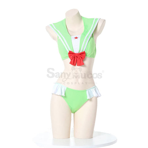 【In Stock】Sexy Cosplay Japanese Style Cute Student Uniform Swimsuit Costume Green Costumes