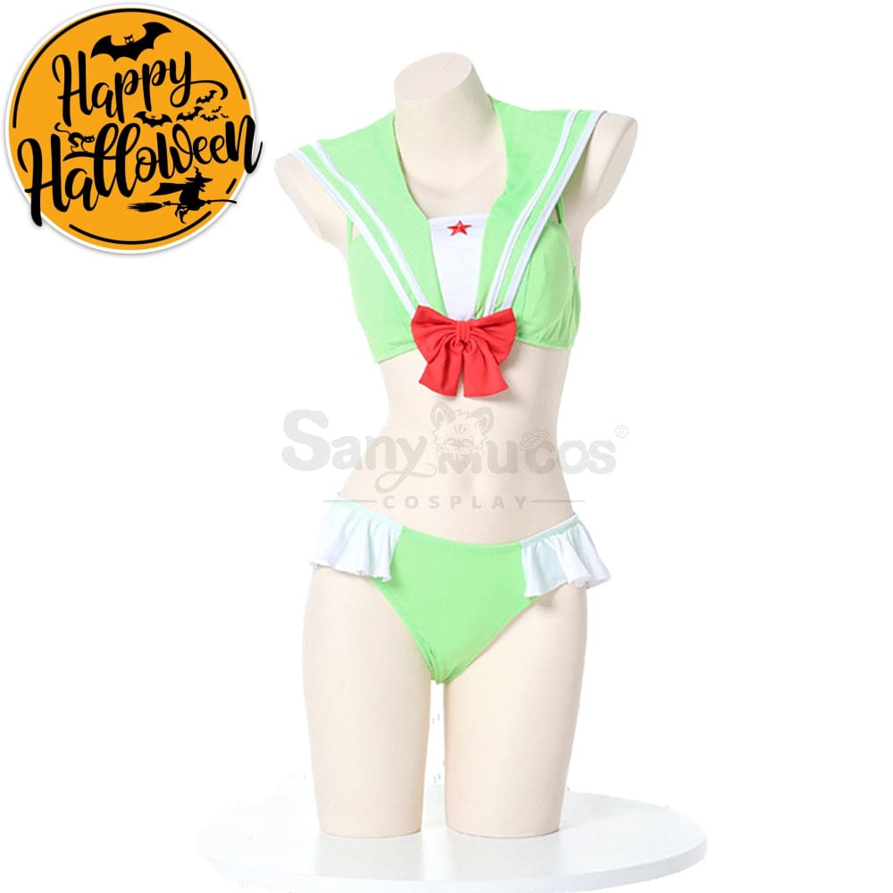 【In Stock】Sexy Cosplay Japanese Style Cute Student Uniform Swimsuit Costume Green Costumes