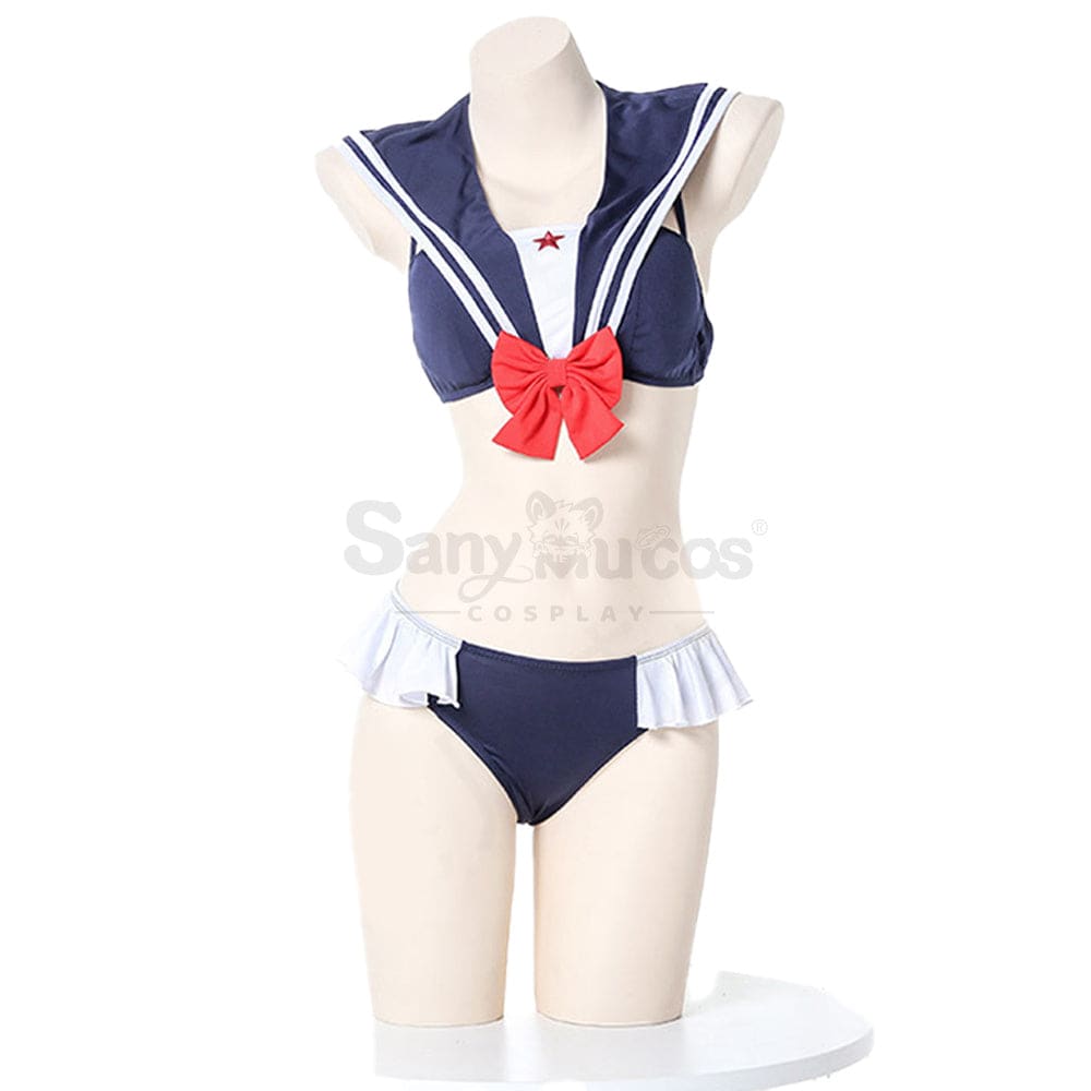 【In Stock】Sexy Cosplay Japanese Style Cute Student Uniform Swimsuit Costume Navy Blue Costumes