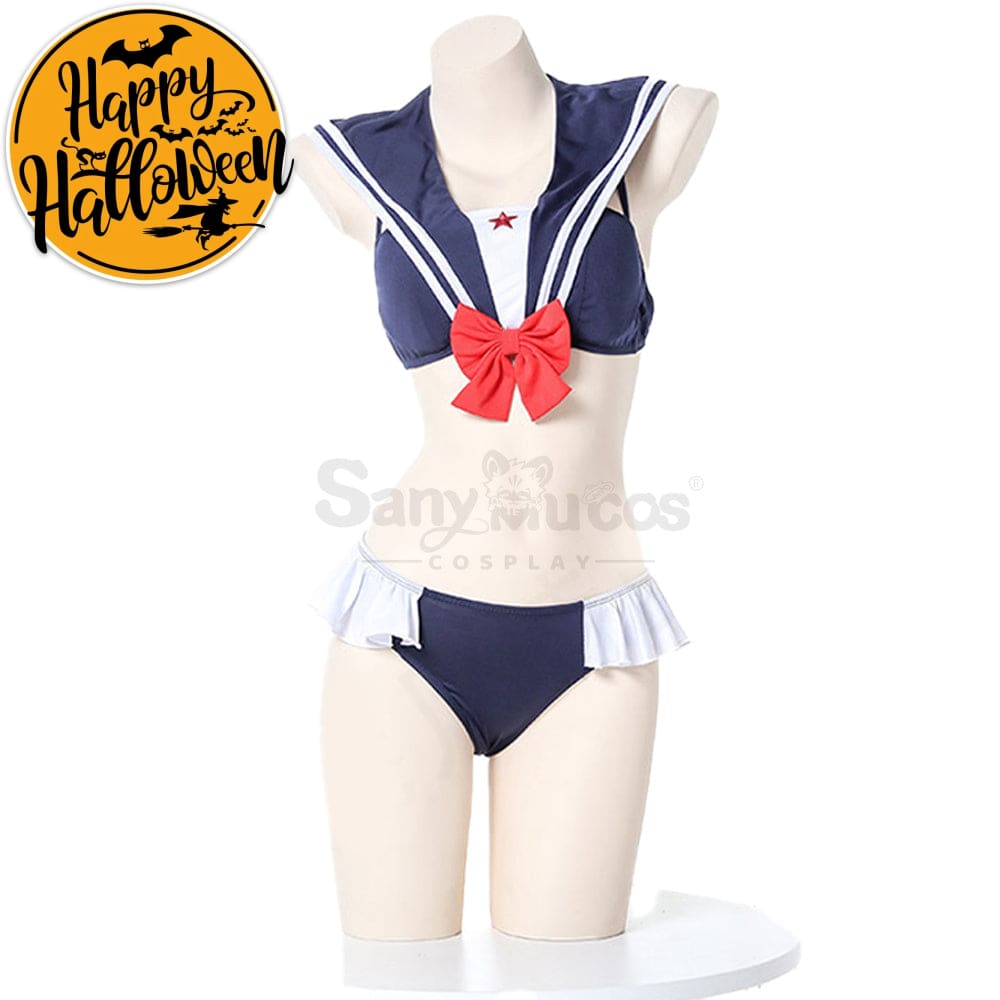 【In Stock】Sexy Cosplay Japanese Style Cute Student Uniform Swimsuit Costume Navy Blue Costumes