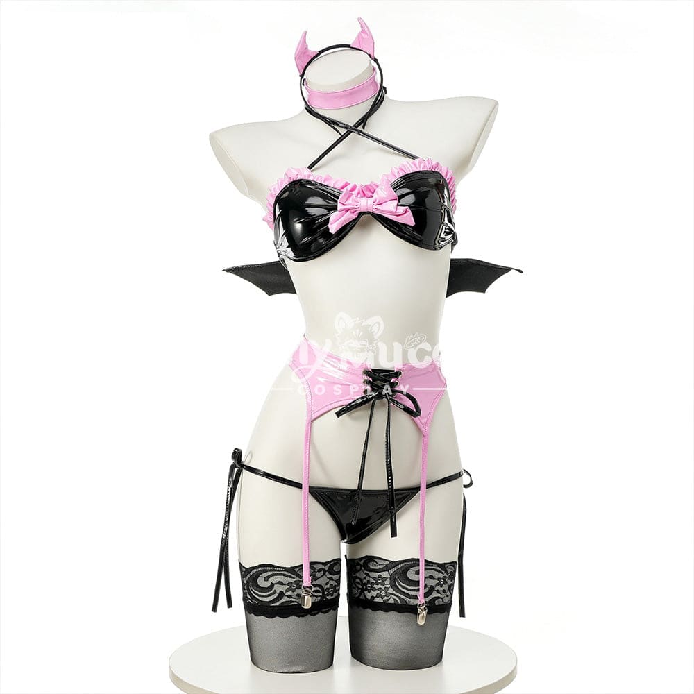 【In Stock】Sexy Cosplay Patent Leather Devil Lingerie Costume Costumes
