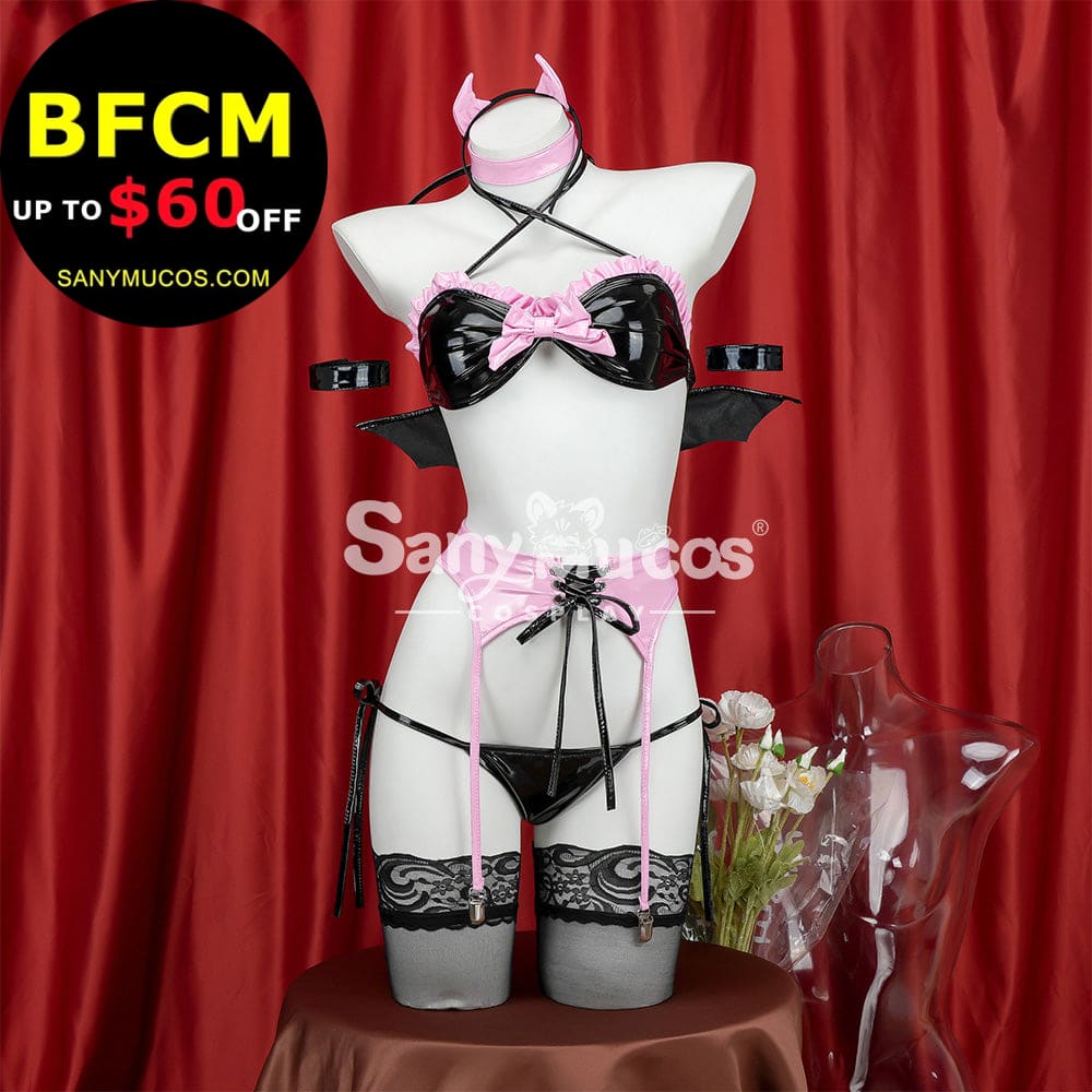【In Stock】Sexy Cosplay Patent Leather Devil Lingerie Costume Costumes