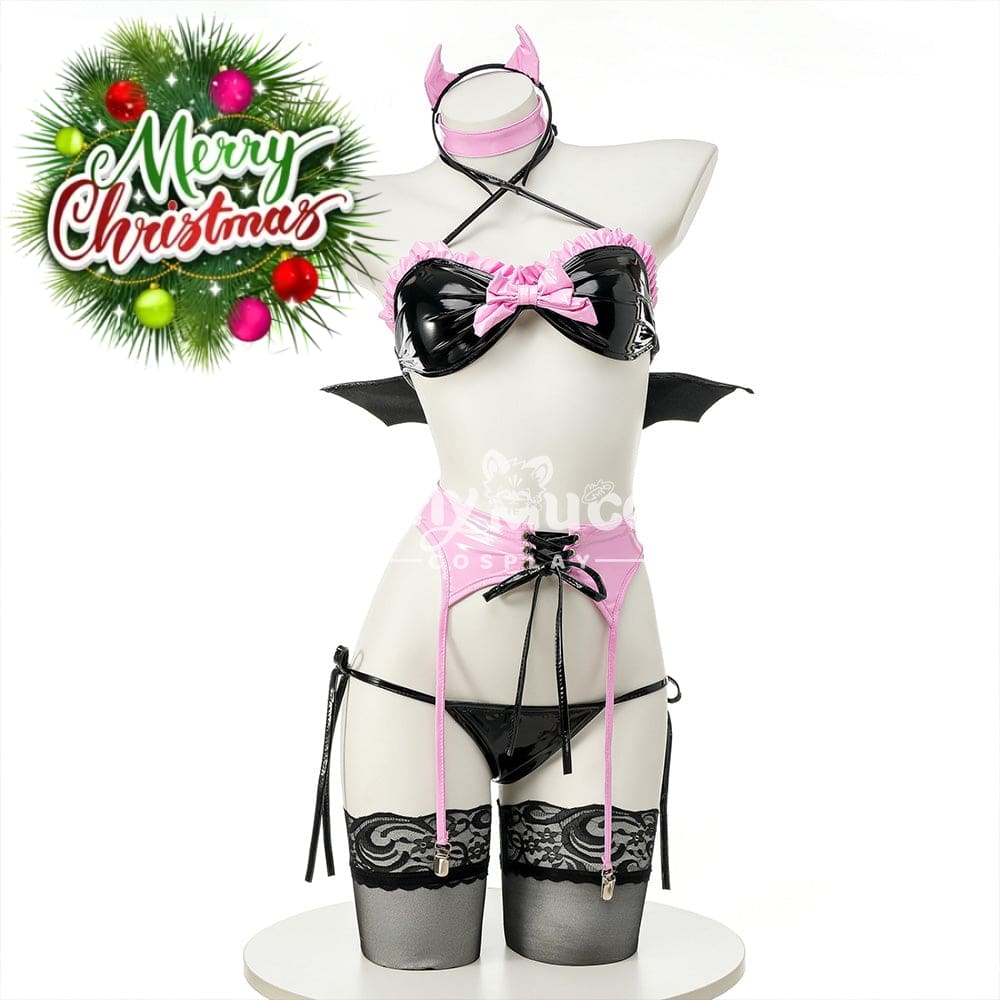 【In Stock】Sexy Cosplay Patent Leather Devil Lingerie Costume Costumes