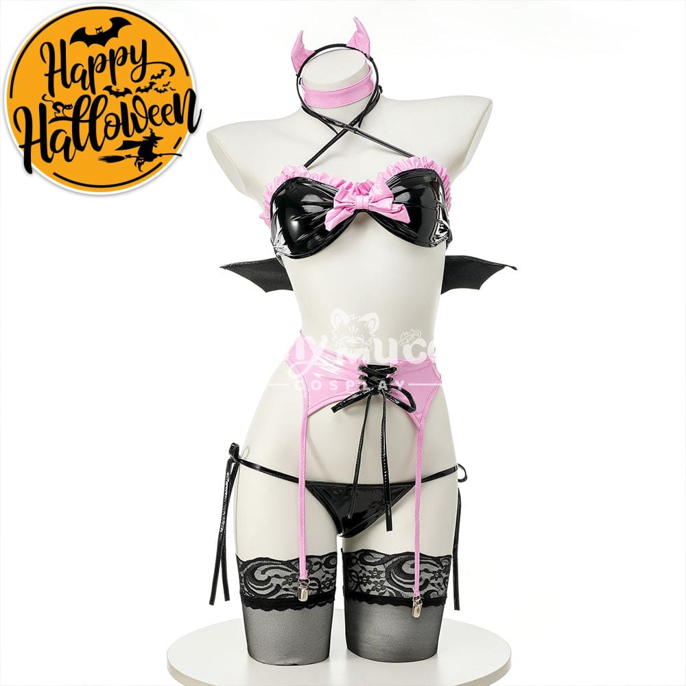 【In Stock】Sexy Cosplay Patent Leather Devil Lingerie Costume Costumes