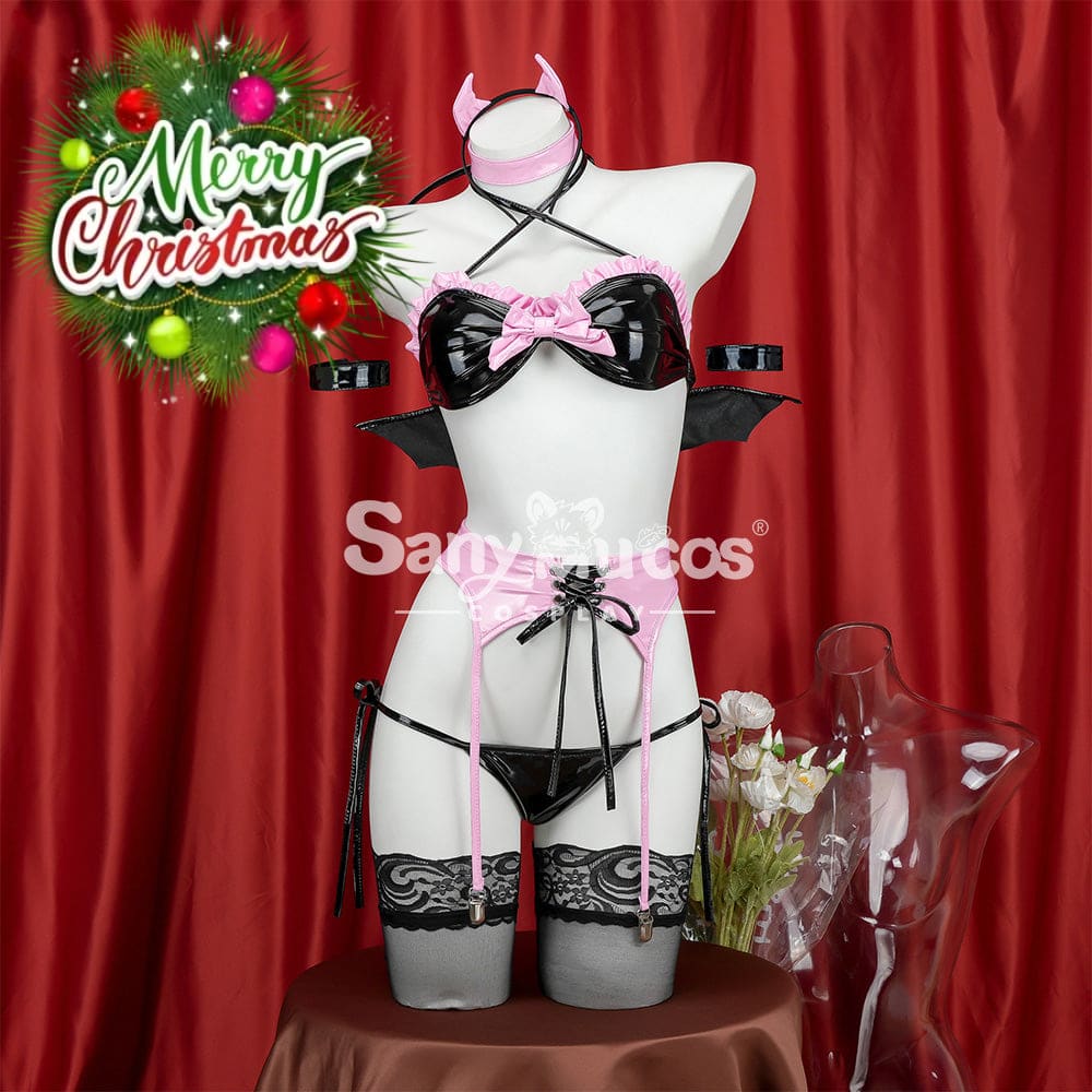 【In Stock】Sexy Cosplay Patent Leather Devil Lingerie Costume Costumes