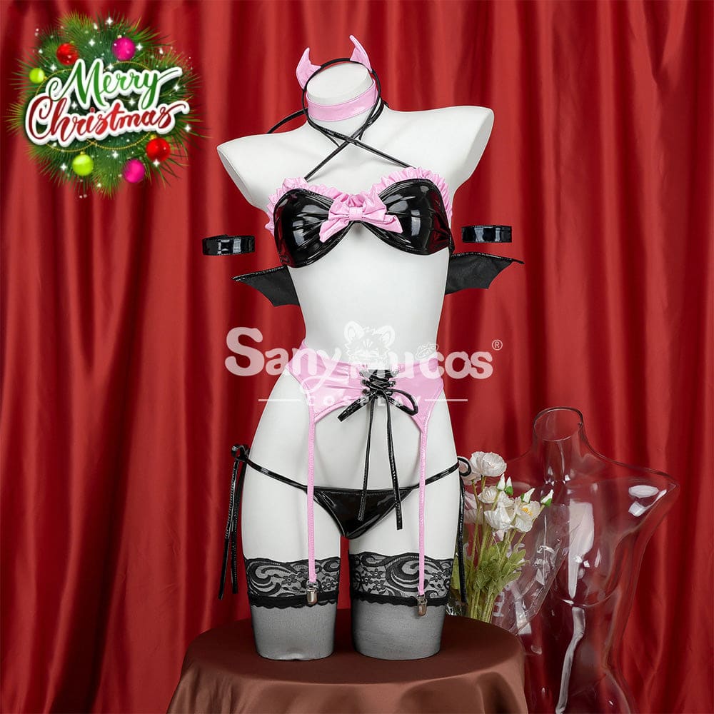 【In Stock】Sexy Cosplay Patent Leather Devil Lingerie Costume Costumes