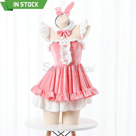【In Stock】Sexy Cosplay Rem/Ram Bunny Girl Uniform Costume Pink Costumes