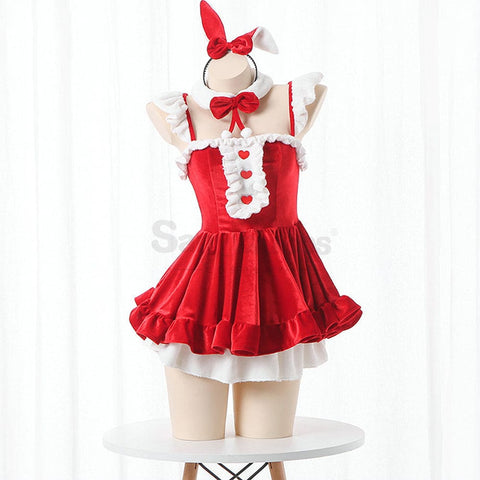 【In Stock】Sexy Cosplay Rem/Ram Bunny Girl Uniform Costume Red Costumes