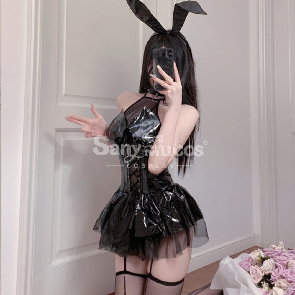 【In Stock】Sexy Cosplay Shiny Pu Halter Strap Little Devil Bat Underwear Skirt Costume Costumes