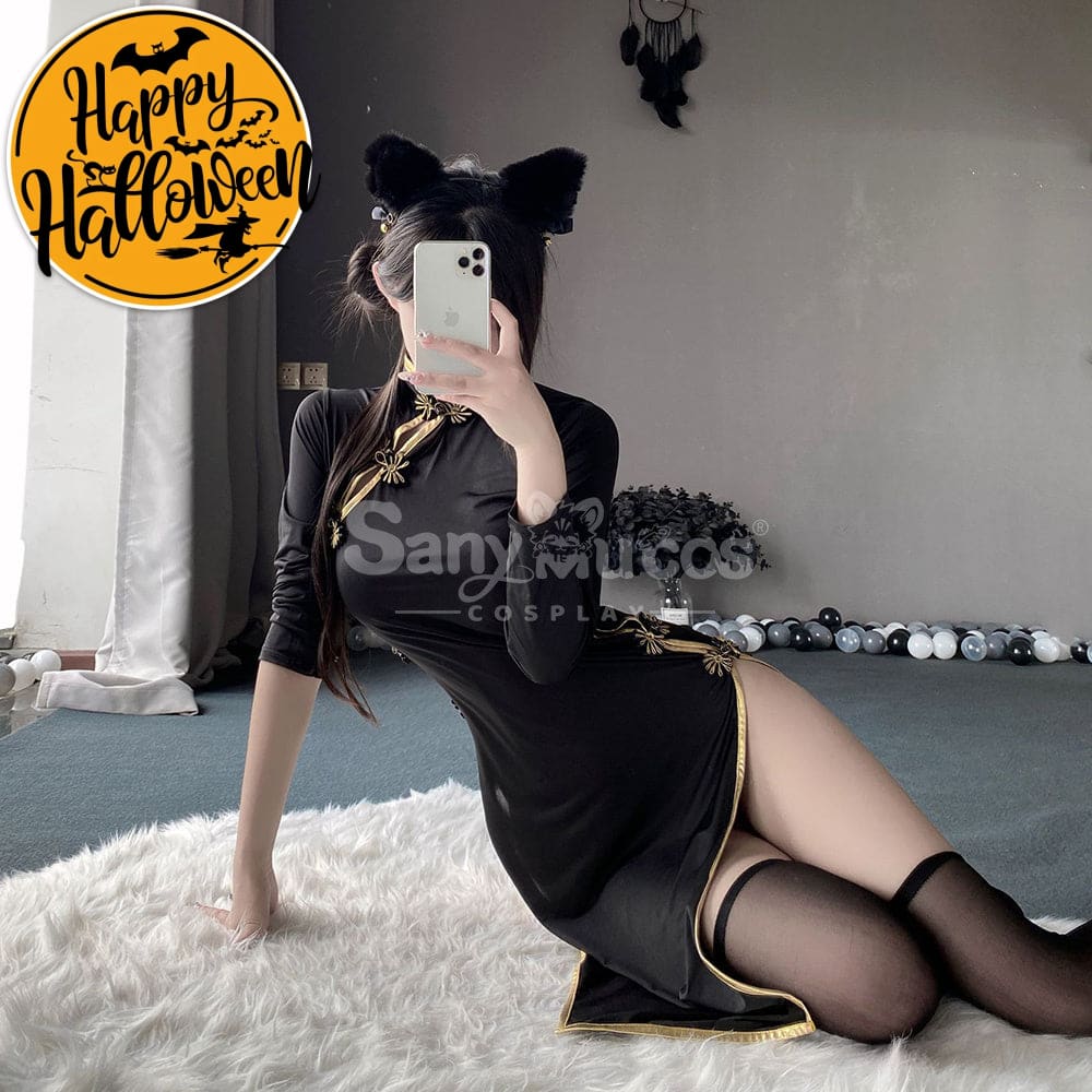 【In Stock】Sexy Cosplay Slit-Free Cat Maid Cheongsam Lingerie Uniform Costume Costumes