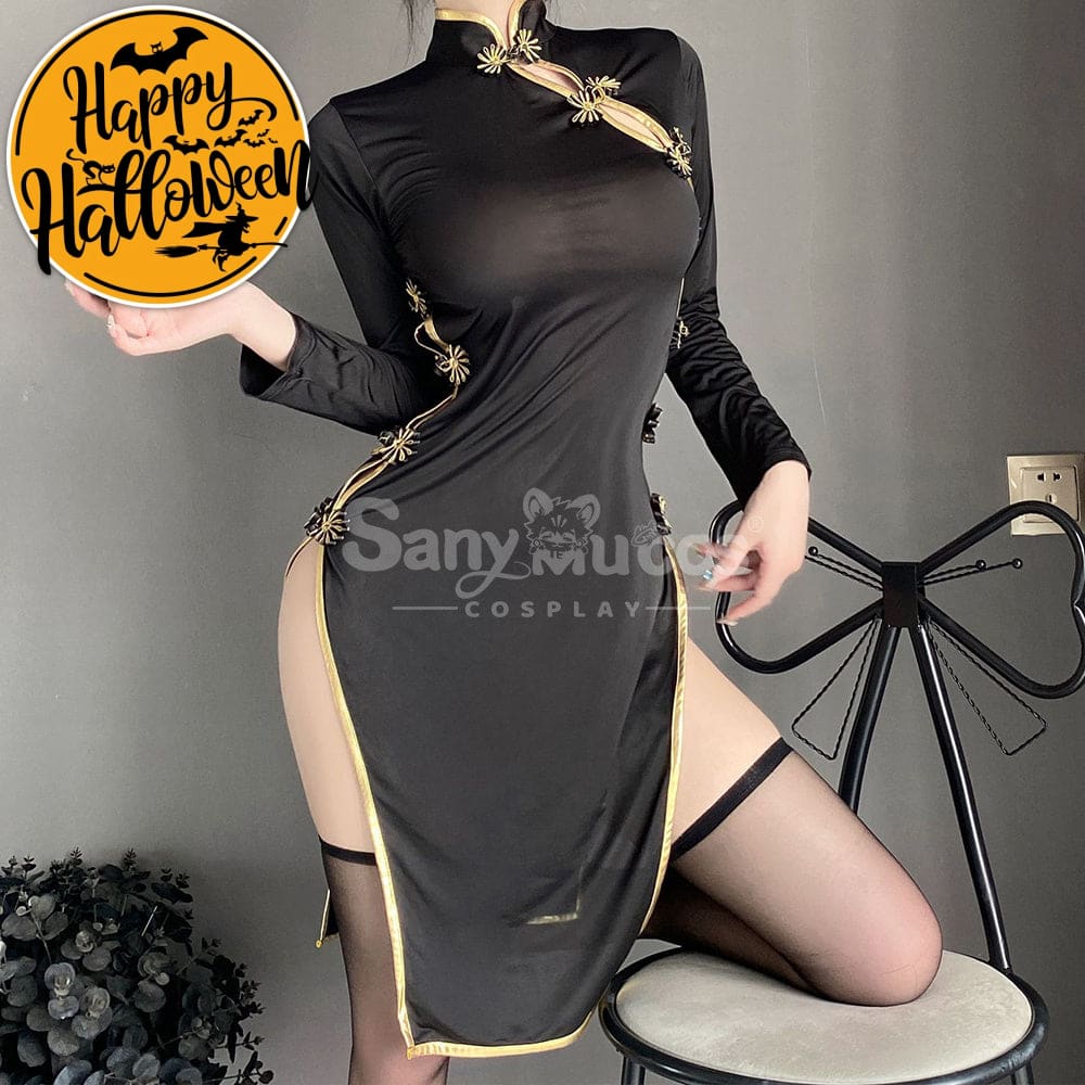 【In Stock】Sexy Cosplay Slit-Free Cat Maid Cheongsam Lingerie Uniform Costume Costumes
