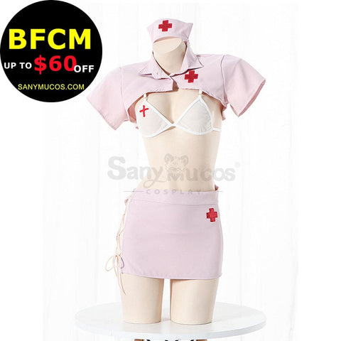 【In Stock】Sexy Cosplay Split Mesh Lace-Up Nurse Lingerie Uniform Costume Costumes