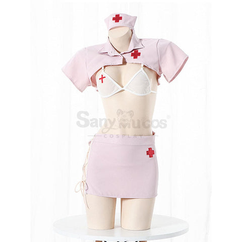 【In Stock】Sexy Cosplay Split Mesh Lace-Up Nurse Lingerie Uniform Costume Costumes