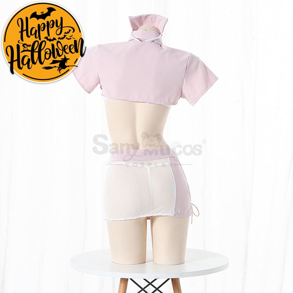 【In Stock】Sexy Cosplay Split Mesh Lace-Up Nurse Lingerie Uniform Costume Costumes