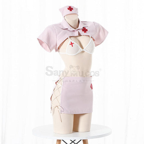 【In Stock】Sexy Cosplay Split Mesh Lace-Up Nurse Lingerie Uniform Costume Costumes