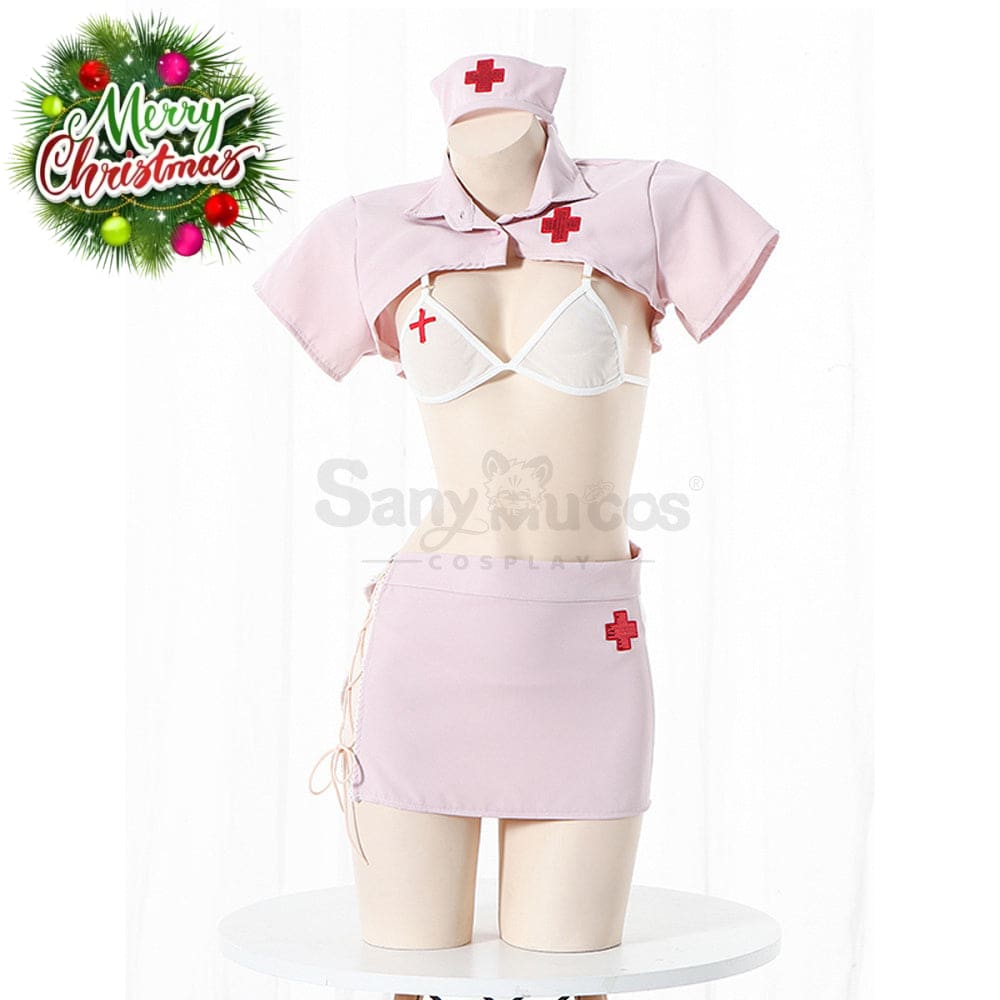 【In Stock】Sexy Cosplay Split Mesh Lace-Up Nurse Lingerie Uniform Costume Costumes