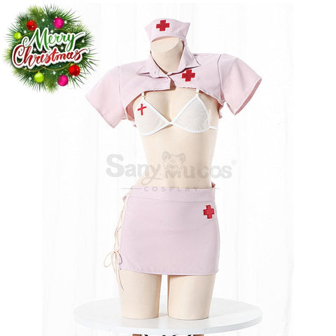 【In Stock】Sexy Cosplay Split Mesh Lace-Up Nurse Lingerie Uniform Costume Costumes