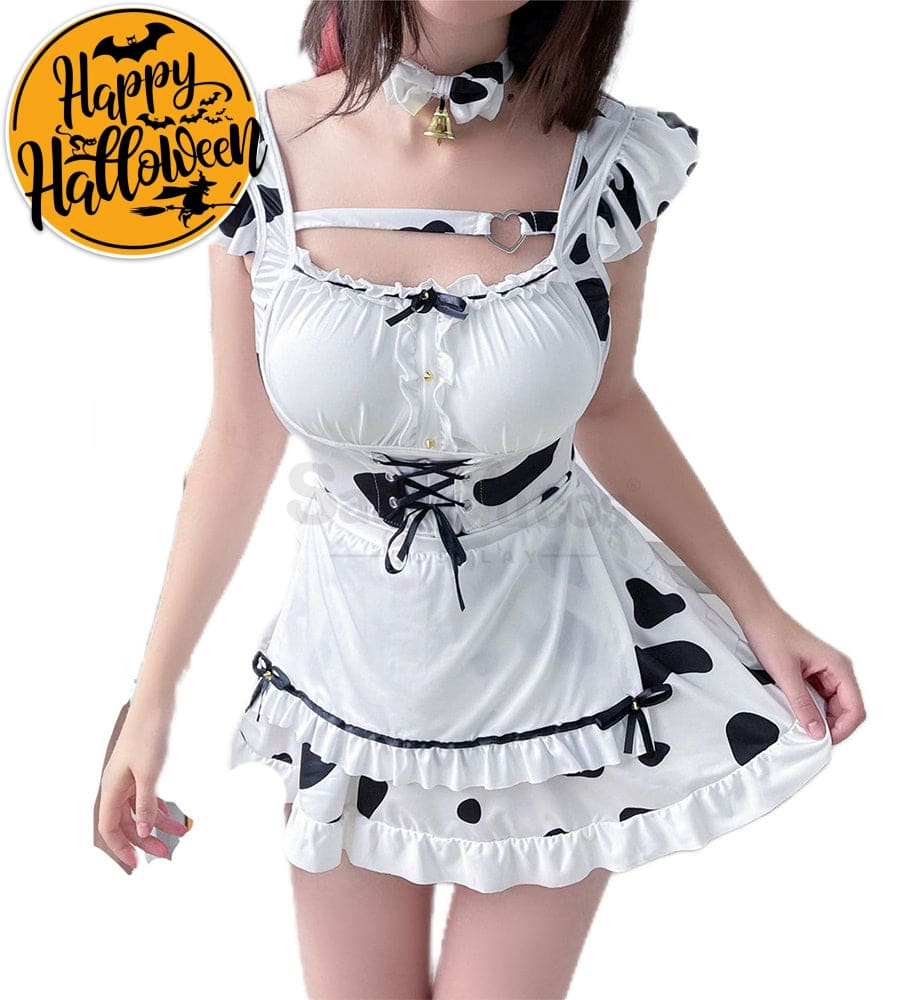 【In Stock】Sexy Cosplay Two-Dimensional Printing Cow Dot Maid Bunny Girl Costume Costumes