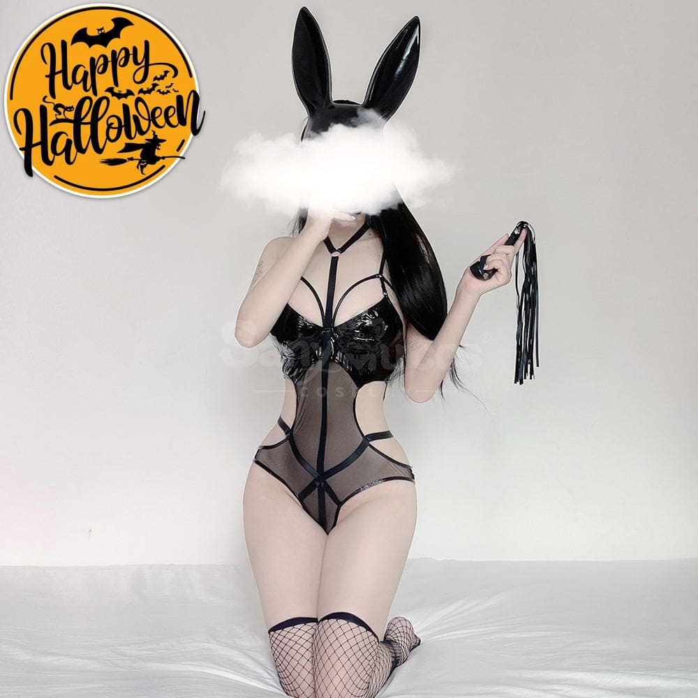 【In Stock】Sexy Cosplay Women’s Patent Leather Bunny Girl Lingerie Uniform Jumpsuit Costume Costumes