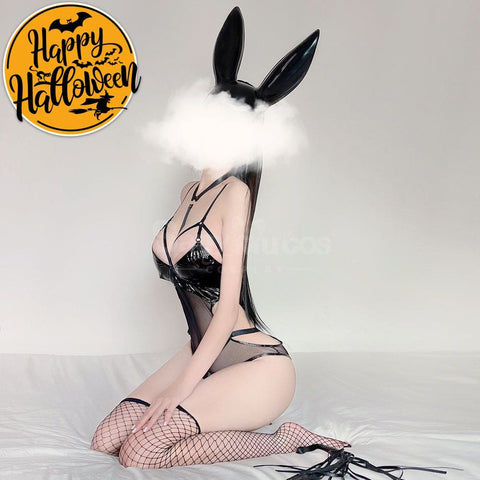 【In Stock】Sexy Cosplay Women’s Patent Leather Bunny Girl Lingerie Uniform Jumpsuit Costume Costumes